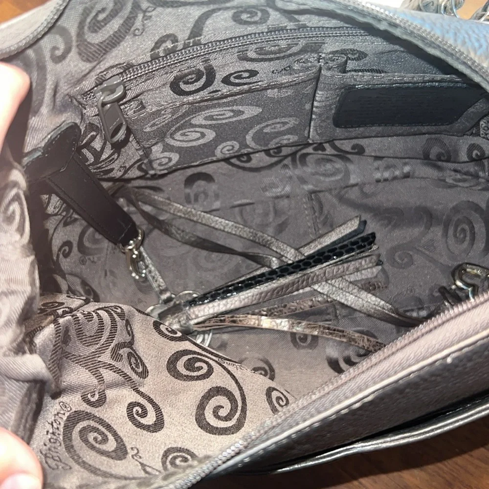 Brighton Barbados Pebbled Leather Braided Strap Hobo Shoulder Bag - Picture 9 of 14